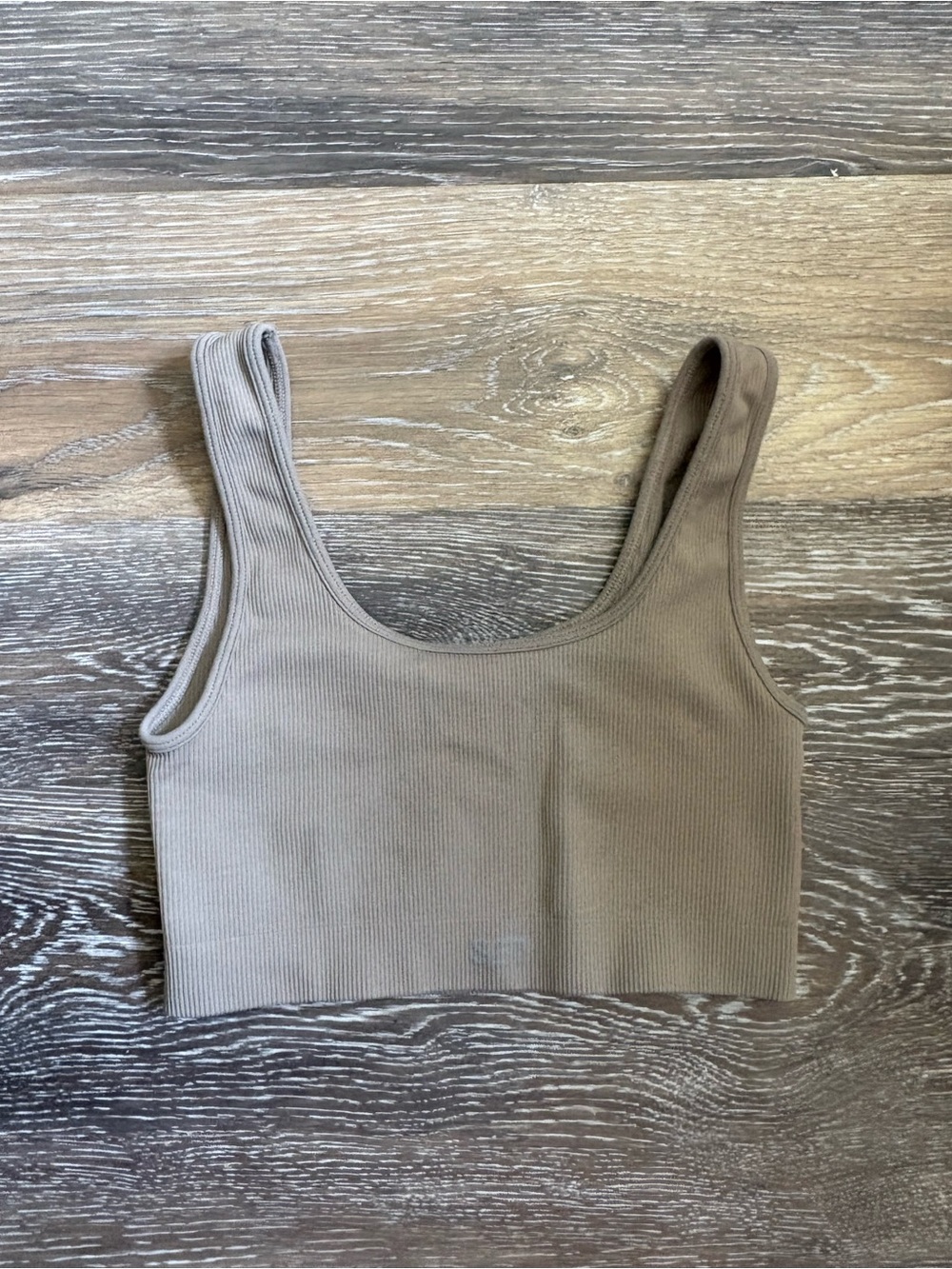 Set Active Ribbed Scoop Neck Crop Tank Sports Bra - Taupe